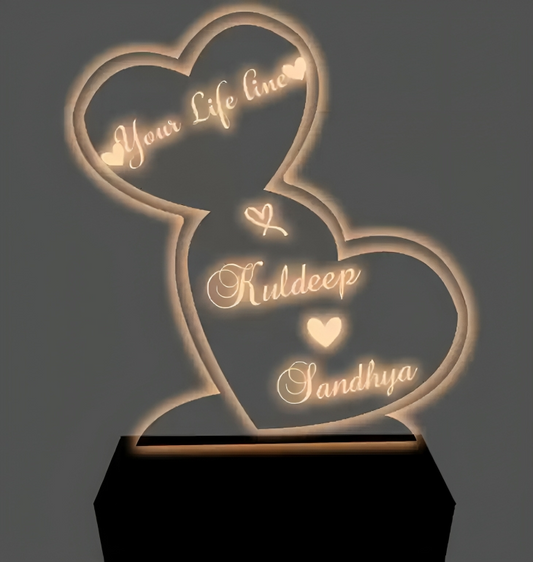 Personalized Heart Shape 3D illusion Led Lamp Name To Be Printed