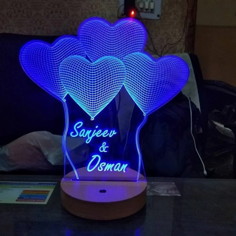 Personalized Heart Shape 3D illusion Led Lamp