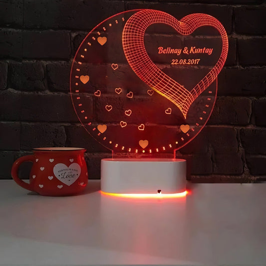 Personalized Heart 3D illusion Led Lamp